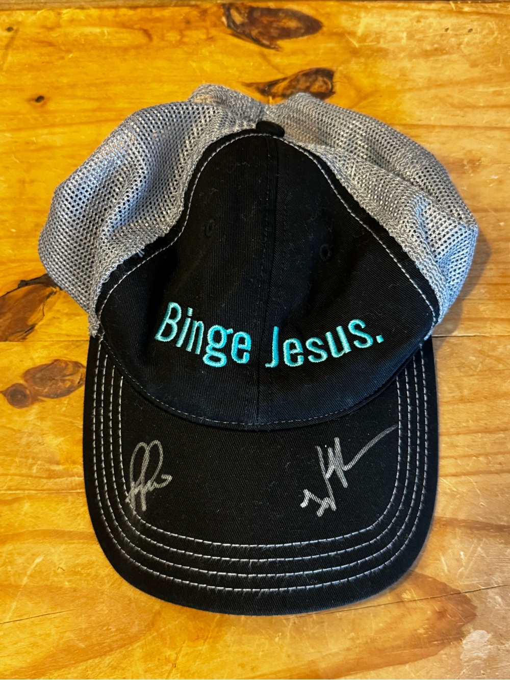 The Chosen โBinge Jesusโ Autographed Trucker Hat โ Signed by Paras Patel & Tyler